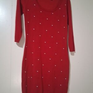 Derek Heart Red Mini Dress with White Accents